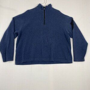 Orvis Mens Blue Size XL 1/2 Zip Pull Over Sweater With Arm Zipper Pocket Shirt